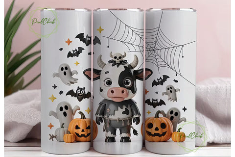 Spooky Cow Halloween Tumbler Wrap Sublimation PixelChick 
