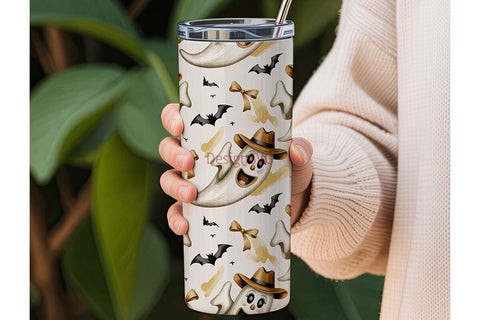 Spooky Cowboy Ghost 20oz Tumbler Wrap Sublimation DesignSVG 