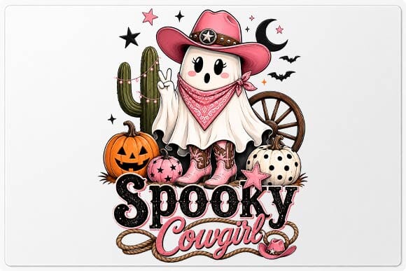 Spooky Cowgirl Halloween PNG, Western Ghost Sublimation Design SVG BillahCrafts 