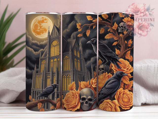 Spooky Crow Haunted Moon Tumbler Wrap, Haunted Moon Wrap, 20Oz Sublimation Design, Gothic Crow Cup, Halloween Night Drinkware, Dark Forest Tumbler, Raven Moon Wrap Sublimation Li Zamperini 