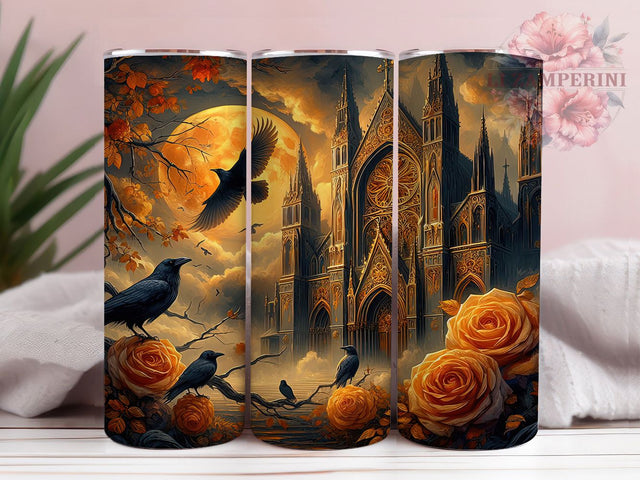 Spooky Crow Haunted Moon Tumbler Wrap, Haunted Moon Wrap, 20Oz Sublimation Design, Gothic Crow Cup, Halloween Night Drinkware, Dark Forest Tumbler, Raven Moon Wrap Sublimation Li Zamperini 