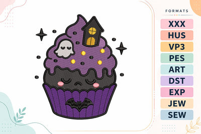 Spooky Cupcake Ghost Treat Embroidery Design | Haunted Dessert Embroidery/Applique DESIGNS sg embroidery 