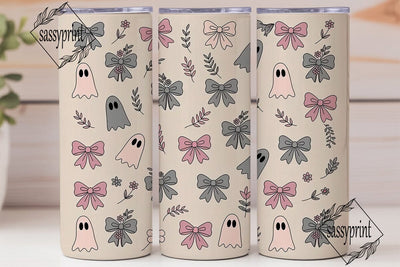 Spooky Cute Bows & Ghosts Tumbler Wrap Sublimation sassyprint 