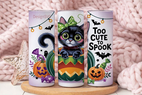 Spooky Cute Cat 20oz Tumbler Wrap Sublimation DesignSVG 