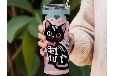 Spooky Cute Cat 20oz Tumbler Wrap Sublimation DesignSVG 