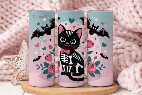 Spooky Cute Cat 20oz Tumbler Wrap Sublimation DesignSVG 