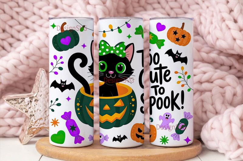 Spooky Cute Cat 20oz Tumbler Wrap Sublimation DesignSVG 