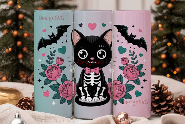 Spooky Cute Cat 20oz Tumbler Wrap Sublimation DesignSVG 
