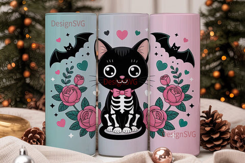 Spooky Cute Cat 20oz Tumbler Wrap Sublimation DesignSVG 