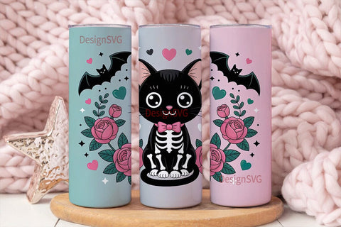 Spooky Cute Cat 20oz Tumbler Wrap Sublimation DesignSVG 