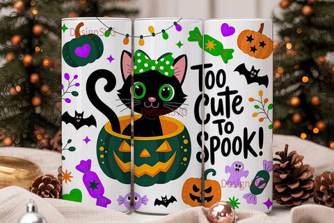 Spooky Cute Cat 20oz Tumbler Wrap Sublimation DesignSVG 