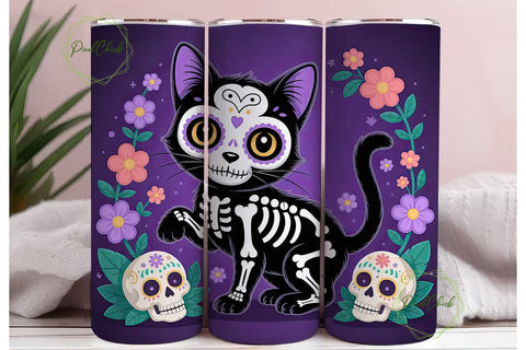 Spooky Cute Cat 20oz Tumbler Wrap Sublimation PixelChick 
