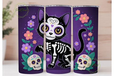 Spooky Cute Cat 20oz Tumbler Wrap Sublimation PixelChick 