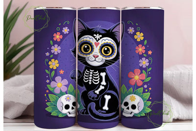 Spooky Cute Cat 20oz Tumbler Wrap Sublimation PixelChick 