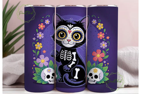 Spooky Cute Cat 20oz Tumbler Wrap Sublimation PixelChick 
