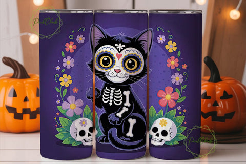 Spooky Cute Cat 20oz Tumbler Wrap Sublimation PixelChick 