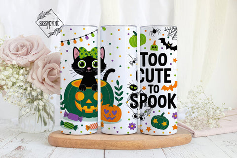 Spooky Cute Cat Halloween 20oz Tumbler Sublimation sassyprint 