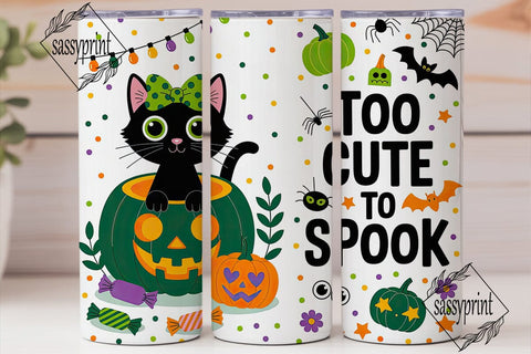 Spooky Cute Cat Halloween 20oz Tumbler Sublimation sassyprint 