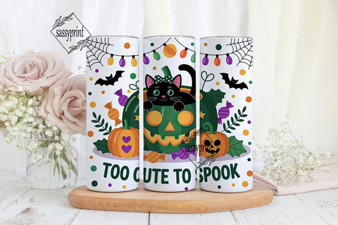 Spooky Cute Cat Halloween 20oz Tumbler Sublimation sassyprint 