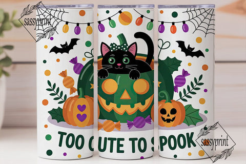 Spooky Cute Cat Halloween 20oz Tumbler Sublimation sassyprint 