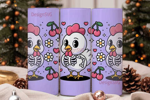 Spooky Cute Chicken 20oz Tumbler Wrap Sublimation DesignSVG 