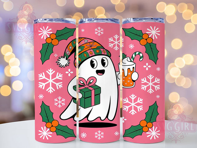 Spooky Cute Christmas Ghost Tumbler, Spooky Cute Christmas Sublimation Design, Festive Holiday Cup Art, 20oz Xmas Tumbler, Whimsical Ghost Mug, Stylish Christmas Cup, Cozy Holiday Wrap Sublimation SvggirlplusArt 
