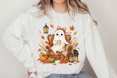 Spooky Cute Coffee Ghost PNG Designs Sublimation shah alam 