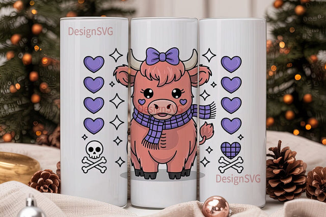Spooky Cute Cow 20oz Tumbler Design Sublimation DesignSVG 