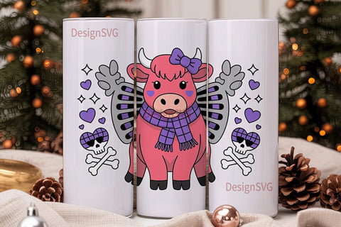 Spooky Cute Cow 20oz Tumbler Design Sublimation DesignSVG 