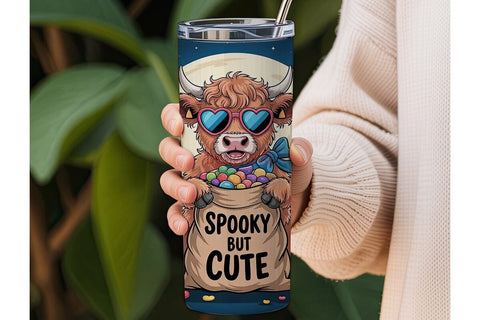 Spooky Cute Cow 20oz Tumbler Wrap Sublimation DesignSVG 