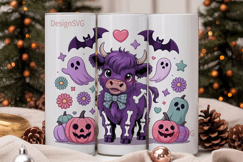 Spooky Cute Cow 20oz Tumbler Wrap Sublimation DesignSVG 