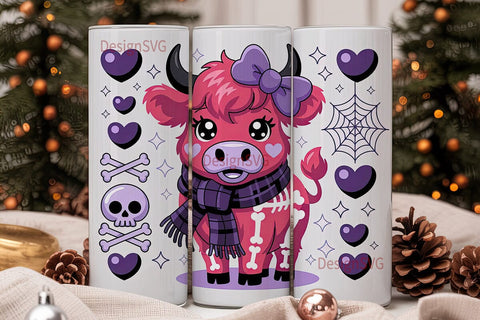 Spooky Cute Cow 20oz Tumbler Wrap Sublimation DesignSVG 
