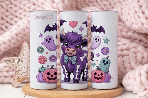 Spooky Cute Cow 20oz Tumbler Wrap Sublimation DesignSVG 