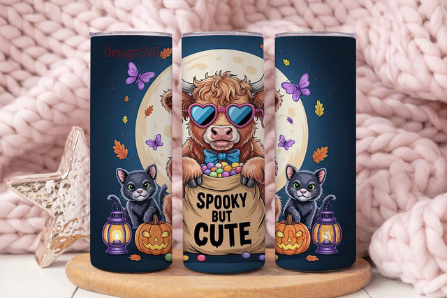 Spooky Cute Cow 20oz Tumbler Wrap Sublimation DesignSVG 