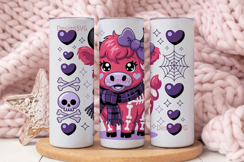 Spooky Cute Cow 20oz Tumbler Wrap Sublimation DesignSVG 