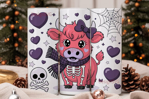 Spooky Cute Cow 20oz Tumbler Wrap Sublimation DesignSVG 