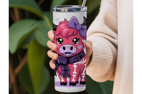 Spooky Cute Cow 20oz Tumbler Wrap Sublimation DesignSVG 