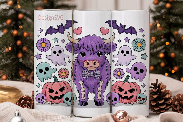 Spooky Cute Cow 20oz Tumbler Wrap Sublimation DesignSVG 