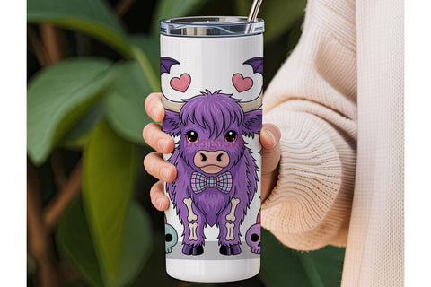 Spooky Cute Cow 20oz Tumbler Wrap Sublimation DesignSVG 