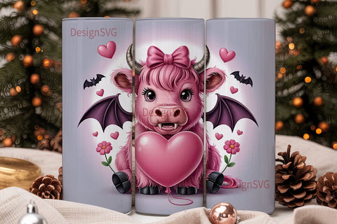 Spooky-Cute Cow 20oz Tumbler Wrap Sublimation DesignSVG 