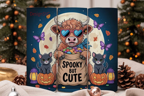 Spooky Cute Cow 20oz Tumbler Wrap Sublimation DesignSVG 