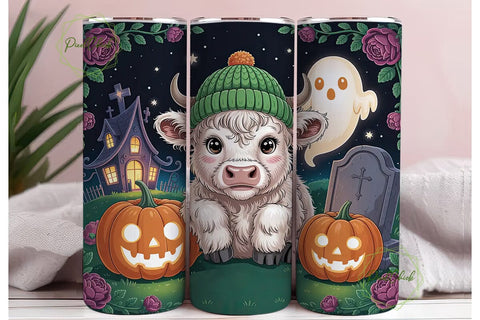 Spooky Cute Cow Halloween 20oz Tumbler Sublimation PixelChick 
