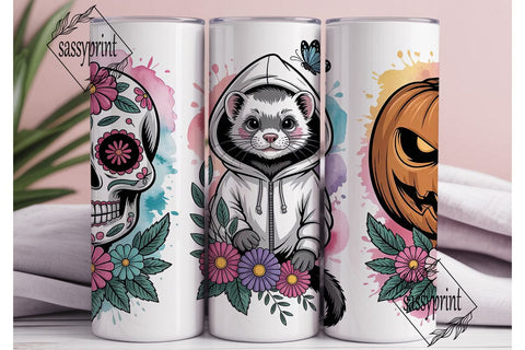 Spooky Cute Ferret Halloween Tumbler Sublimation sassyprint 