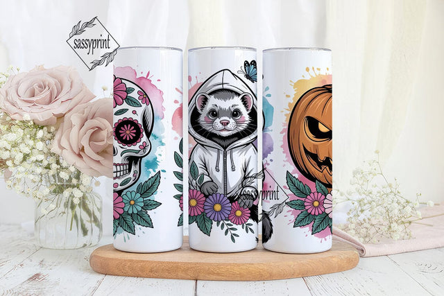 Spooky Cute Ferret Halloween Tumbler Sublimation sassyprint 