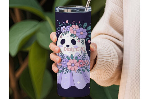 Spooky Cute Ghost 20oz Tumbler Wrap Sublimation DesignSVG 