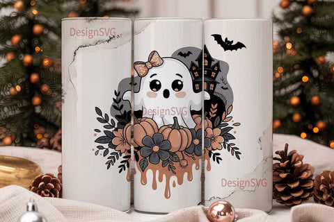 Spooky Cute Ghost 20oz Tumbler Wrap Sublimation DesignSVG 