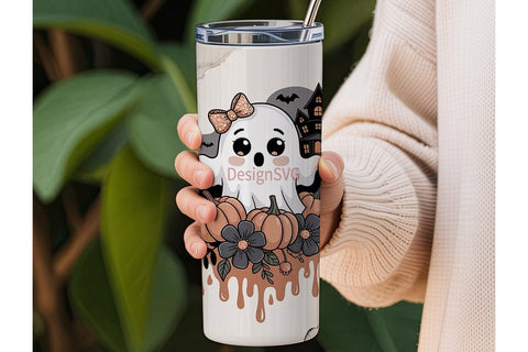 Spooky Cute Ghost 20oz Tumbler Wrap Sublimation DesignSVG 