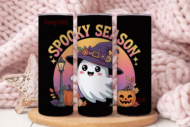 Spooky Cute Ghost 20oz Tumbler Wrap Sublimation DesignSVG 