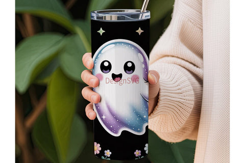 Spooky Cute Ghost 20oz Tumbler Wrap Sublimation DesignSVG 
