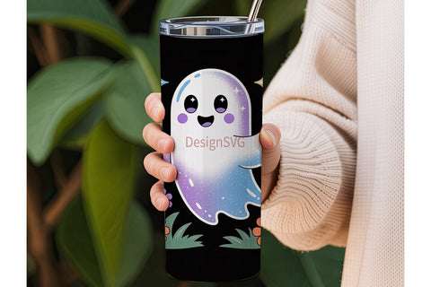 Spooky Cute Ghost 20oz Tumbler Wrap Sublimation DesignSVG 